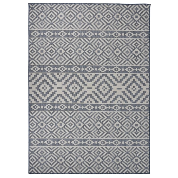 Tappeto da Esterni a Tessitura Piatta 120x170 cm Strisce Blu