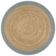 Tappeto Lavorato a Mano in Juta con Bordo Verde Oliva 150 cm