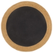 Tappeto Intrecciato Nero e Naturale 180cm Juta e Cotone Rotondo