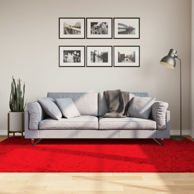 Tappeto a Pelo Corto HUARTE Morbido e Lavabile Rosso 160x230cm