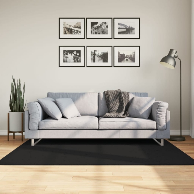 Tappeto a Pelo Corto HUARTE Morbido e Lavabile Nero 120x170cm