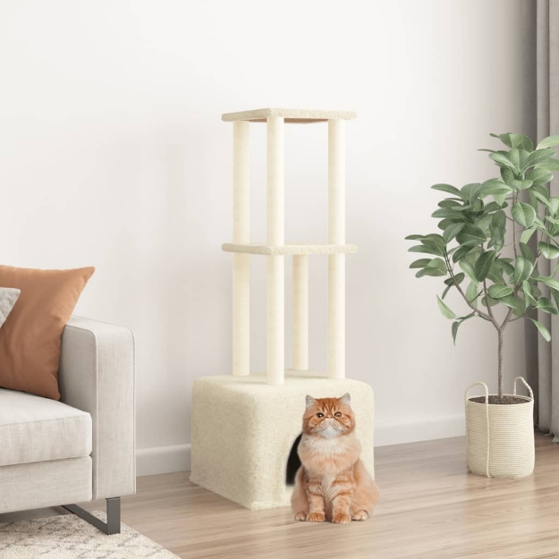 Albero per Gatti con Tiragraffi in Sisal Crema 133,5 cm