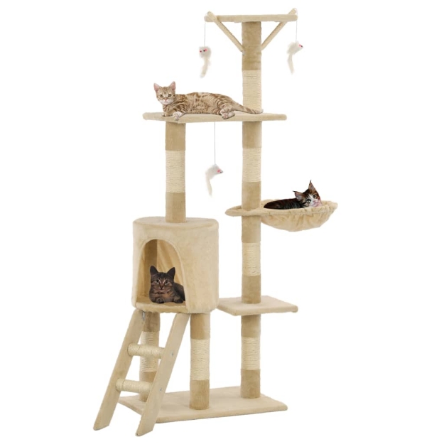 Albero per Gatti con Tiragraffi in Sisal 138 cm Beige