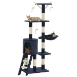 Albero per Gatti con Tiragraffi in Sisal 138 cm Blu Scuro