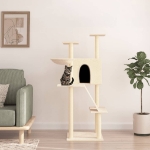 Albero per Gatti con Tiragraffi in Sisal Crema 143 cm