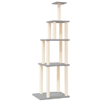 Albero per Gatti con Tiragraffi in Sisal Grigio Chiaro 183 cm