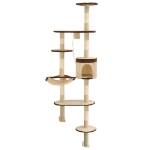 Albero Gatti Tiragraffi in Sisal a Muro 194 cm Beige e Marrone