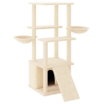 Albero per Gatti con Tiragraffi in Sisal Crema 133 cm