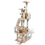 Tiragraffi Casina ad albero per gatti 170 cm 2 posti Beige con zampine