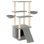 Albero per Gatti con Tiragraffi in Sisal Grigio Chiaro 133 cm