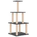 Albero per Gatti con Tiragraffi in Sisal Grigio Scuro 111 cm