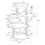 FLAMINGO Palo Tiragraffi per Gatti Granda 83x73x123 cm Grigio