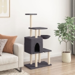 Albero per Gatti con Tiragraffi in Sisal Grigio Scuro 131 cm