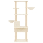 Albero per Gatti con Tiragraffi in Sisal Crema 141 cm