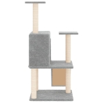 Albero per Gatti con Tiragraffi in Sisal Grigio Chiaro 109 cm