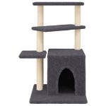 Albero per Gatti con Tiragraffi in Sisal Grigio Scuro 83,5 cm