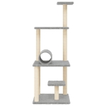 Albero per Gatti con Tiragraffi in Sisal Grigio Chiaro 136 cm