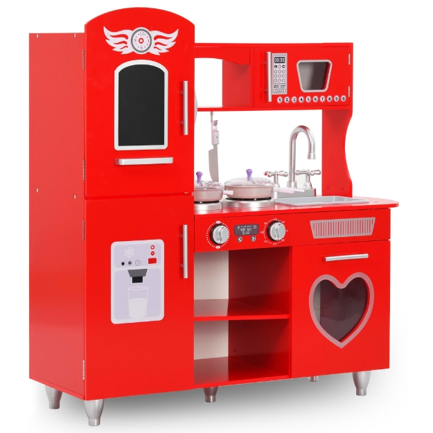 Cucina Giocattolo per Bambini in MDF 84x31x89 cm Rossa