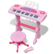 Gioco Bambini Tastiera con Sgabello/Microfono 37 Tasti Rosa