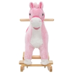 Cavallo a Dondolo in Peluche 65x32x58 cm Rosa