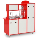 Cucina Giocattolo per Bambini in MDF 84x31x89 cm Rossa