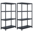 Scaffali 2 pz 200 kg 80x40x138 cm Nero in Plastica