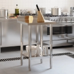 Tavolo Lavoro da Cucina con Paraschizzi 55x55x93cm Acciaio Inox