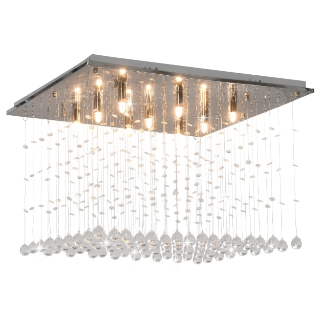 Lampadario con Perle di Cristallo a Cubo Argento G9