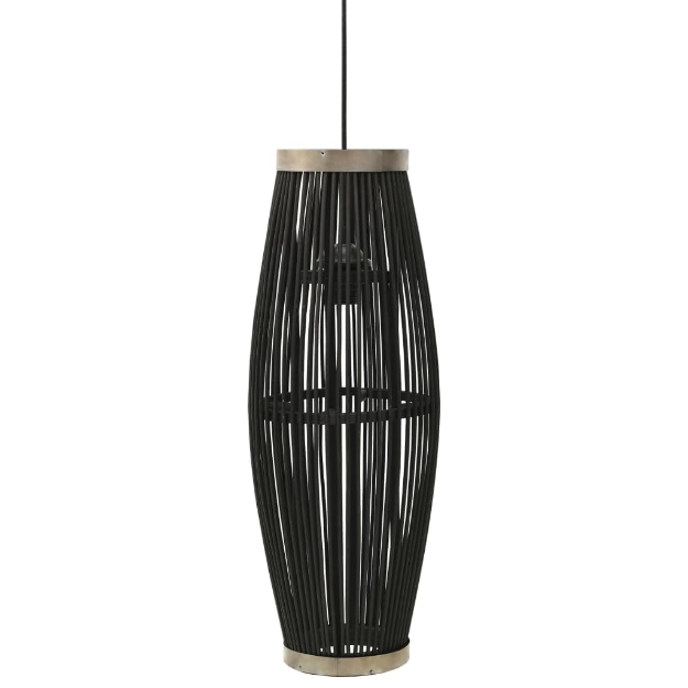 Lampadario da Soffitto Nero in Salice 40 W 27x68 cm Ovale E27