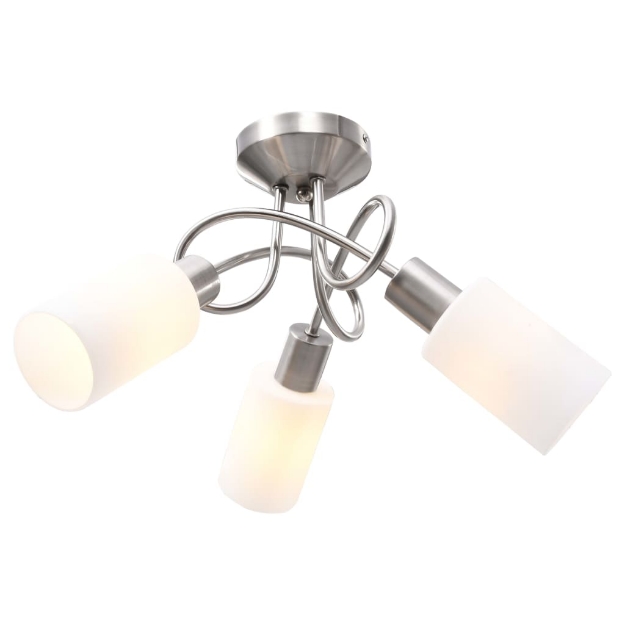 Lampadario Paralume in Ceramica a Cono Bianco 3 Lampadine E14