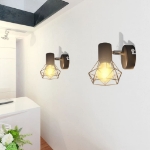 Set 2 Applique con Rete in Stile Industriale Nero Lampadina LED