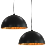 Lampadari 2 pz Nero e Oro Semi-Sferici 50 cm E27