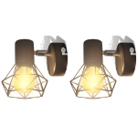 Set 2 Applique con Rete in Stile Industriale Nero Lampadina LED