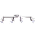 Lampada da Soffitto con 4 Faretti a LED in Nichel Satinato