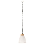 Lampadario Industriale Bianco Ferro e Legno Massello 23 cm E27