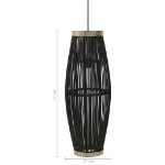 Lampadario da Soffitto Nero in Salice 40 W 27x68 cm Ovale E27