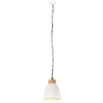 Lampadario Industriale Bianco Ferro e Legno Massello 23 cm E27