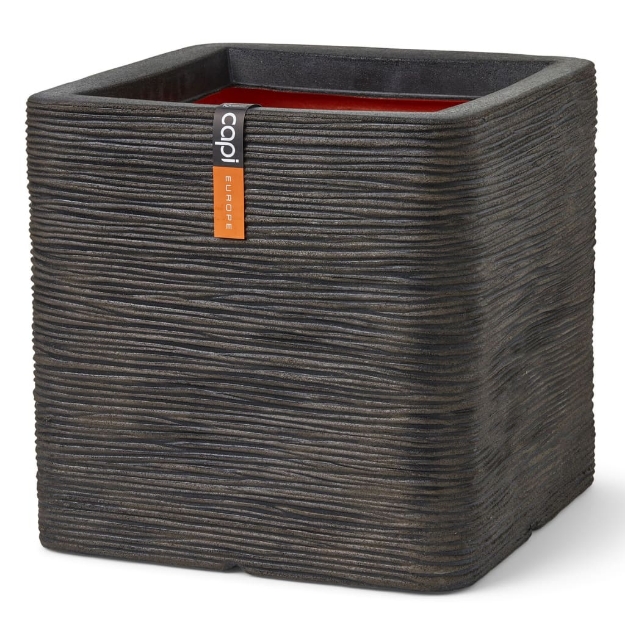 Capi Vaso Nature Rib Quadrato 30x30x30 cm Marrone Scuro