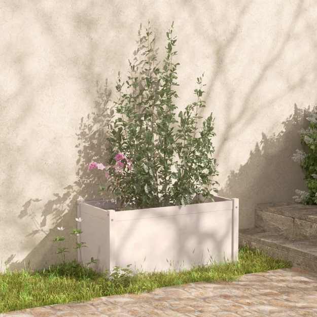 Fioriera da Giardino Bianca 100x50x50 cm Legno Massello di Pino
