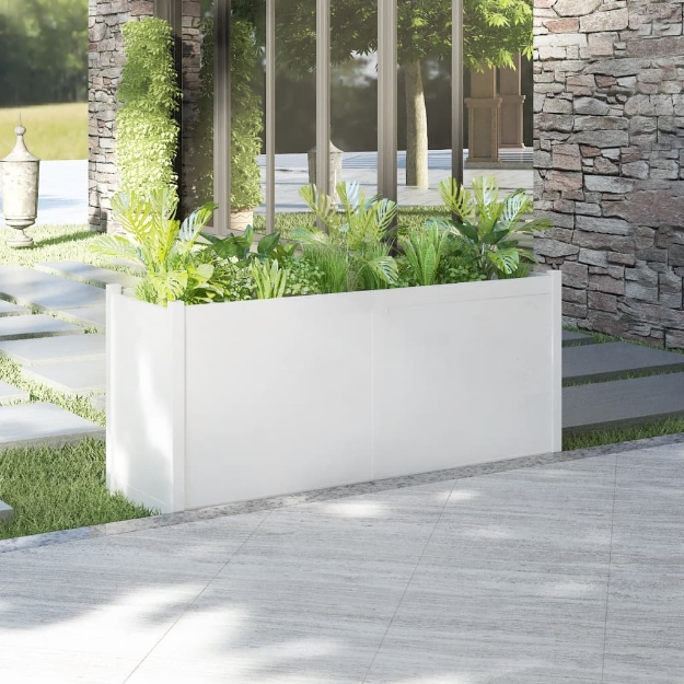 Fioriera da Giardino Bianca 150x50x70 cm in Legno di Pino