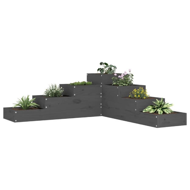 Fioriera Giardino 4 Ripiani Grigia 106x104,5x36cm Massello Pino