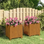 Fioriere con Gambe 2pz Ruggine 32x30x33 cm Acciaio Corten