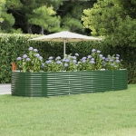 Letto Giardino Acciaio Verniciato Polvere 367x140x68 cm Verde