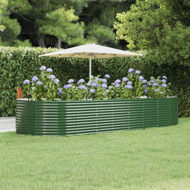 Letto Giardino Acciaio Verniciato Polvere 367x140x68 cm Verde