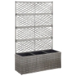 Letto Rialzato a Traliccio 3 Vasi 83x30x130cm Polyrattan Grigio