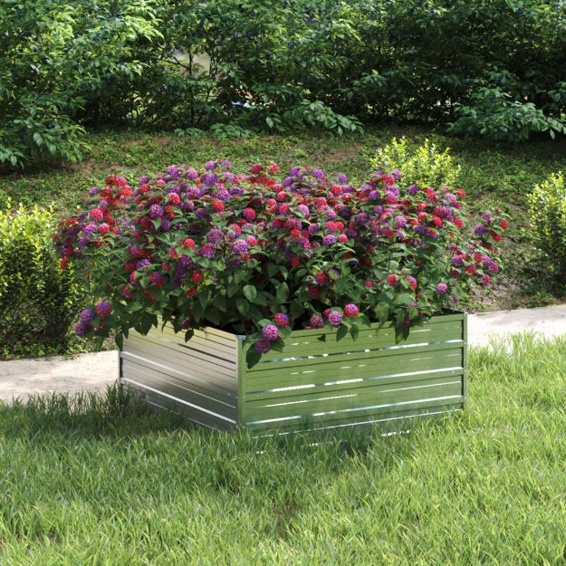 Letto Rialzato Giardino 100x100x45 cm in Acciaio Zincato Argento