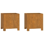 Fioriere con Gambe 2pz Ruggine 32x30x33 cm Acciaio Corten