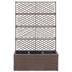 Leto Rialzato Traliccio 3 Vasi 83x30x130 cm Polyrattan Marrone