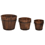 Set Secchi per Fiori 3 pz in Legno Massello di Abete