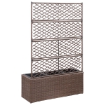 Leto Rialzato Traliccio 3 Vasi 83x30x130 cm Polyrattan Marrone